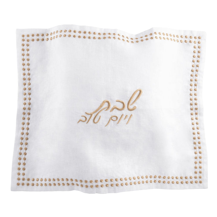 Dot Border Linen Challah Cover - LEHADAR