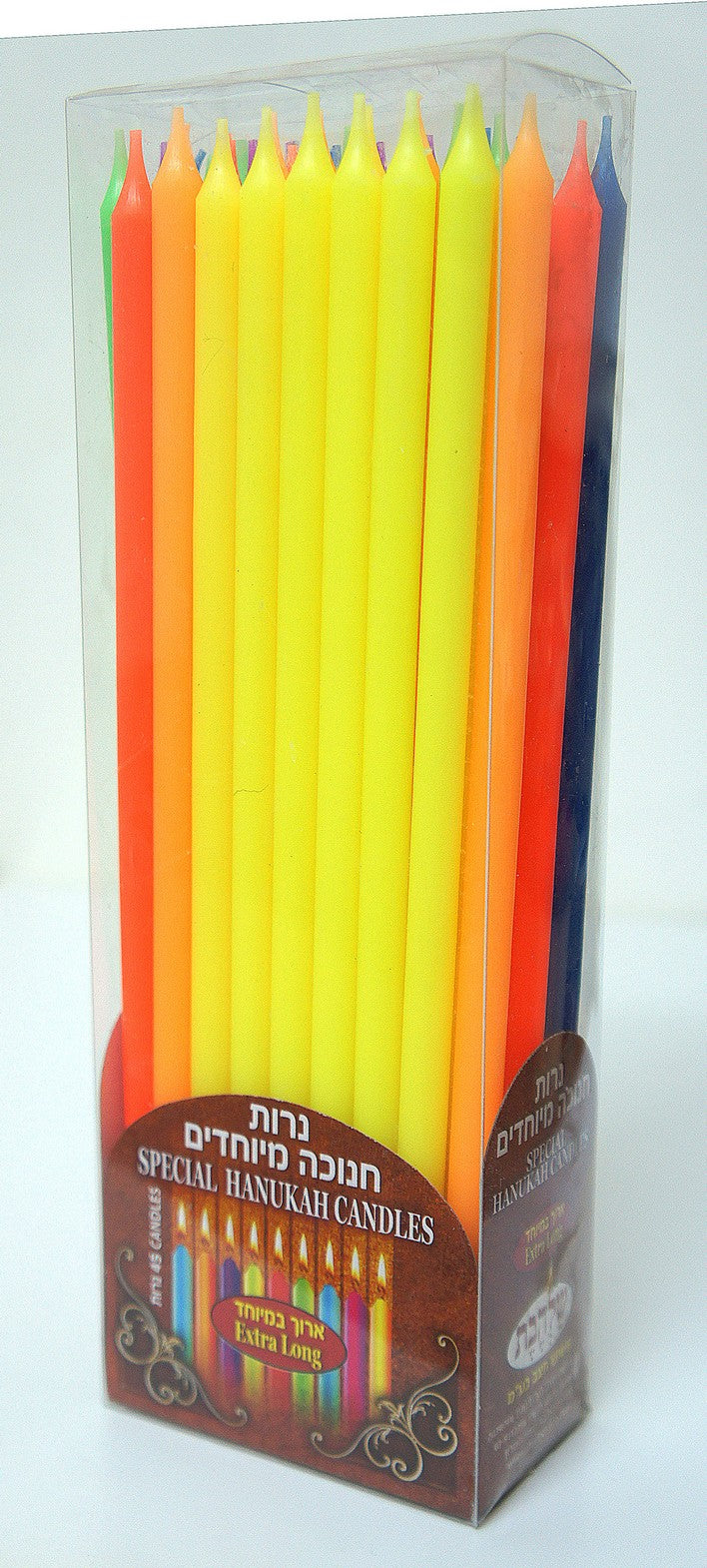 Chanukah Candles Handmade Dripless Colorful Extra Long 45 per box - LEHADAR