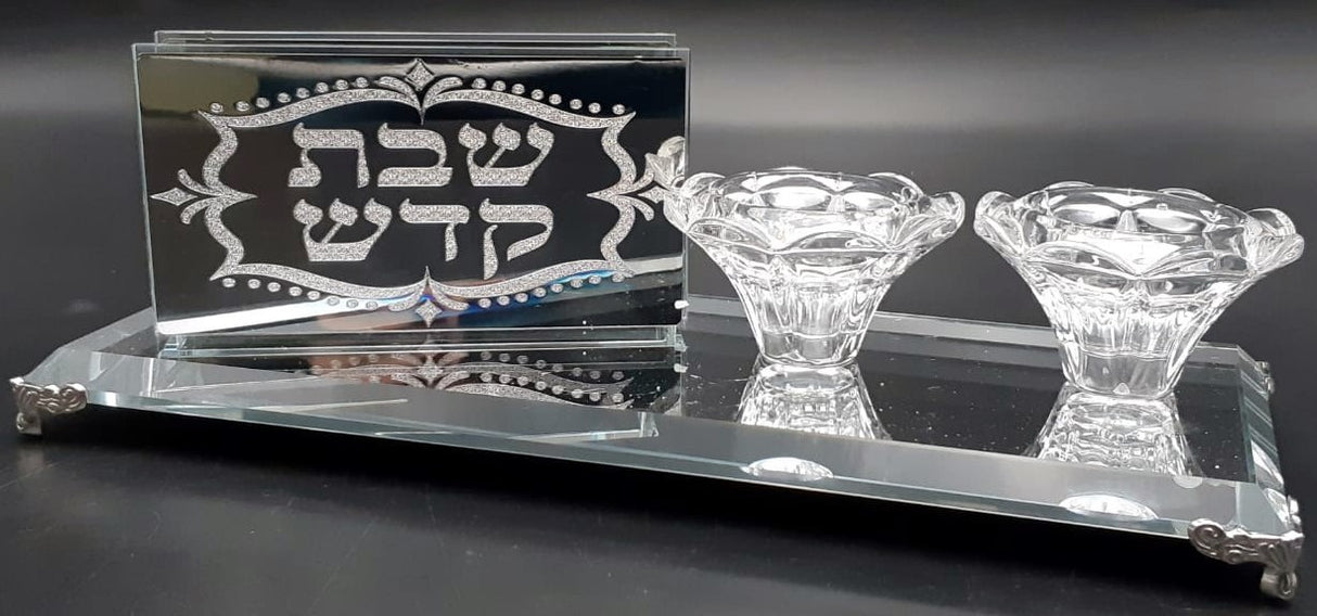 Crystal Candle Holder With Match Box Holder For Long Matches - LEHADAR