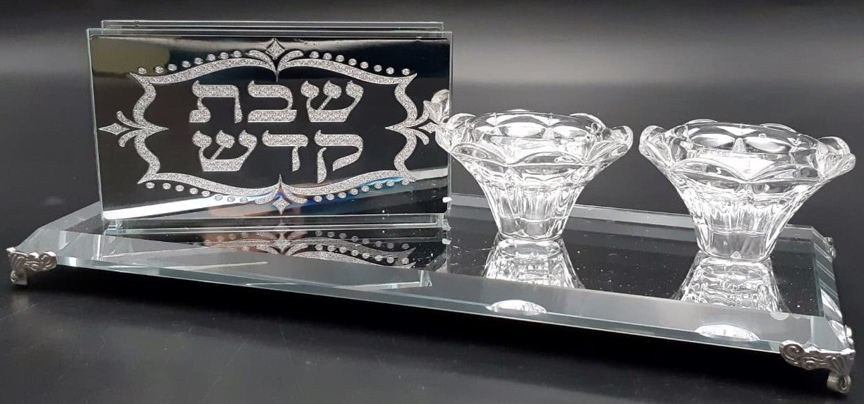 Crystal Candle Holder With Match Box Holder For Long Matches - LEHADAR