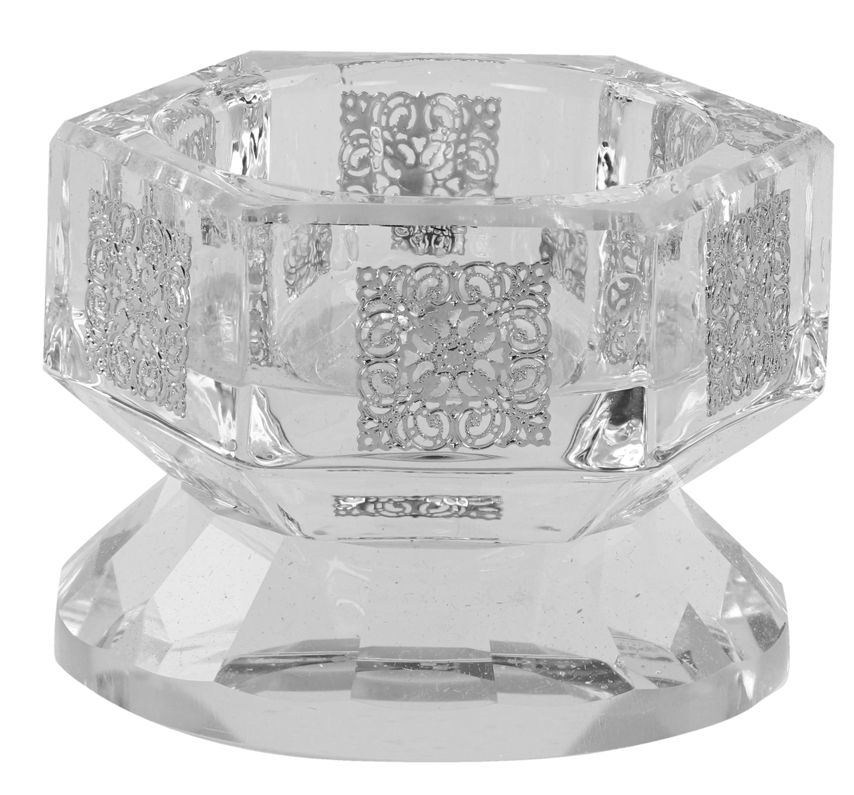 Crystal And Silver Salt / Honey Holder 1.5"H X 2.5"W - LEHADAR