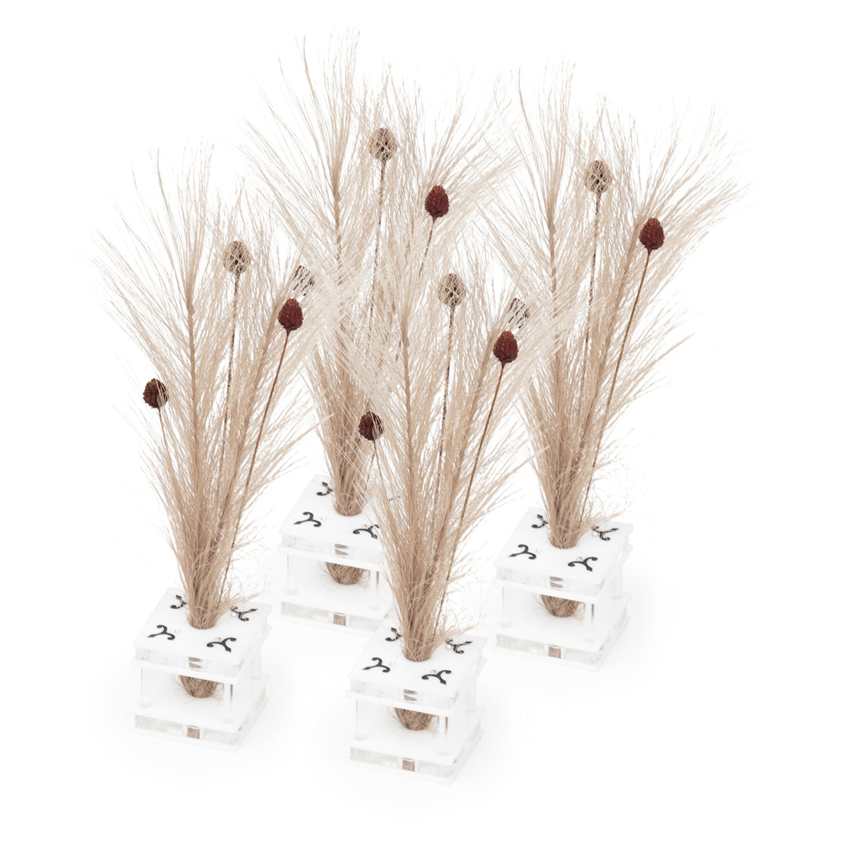 Majestic Feather Decor Engraved GD/SL/BK W/Crystals (Pack of 4) - LEHADAR