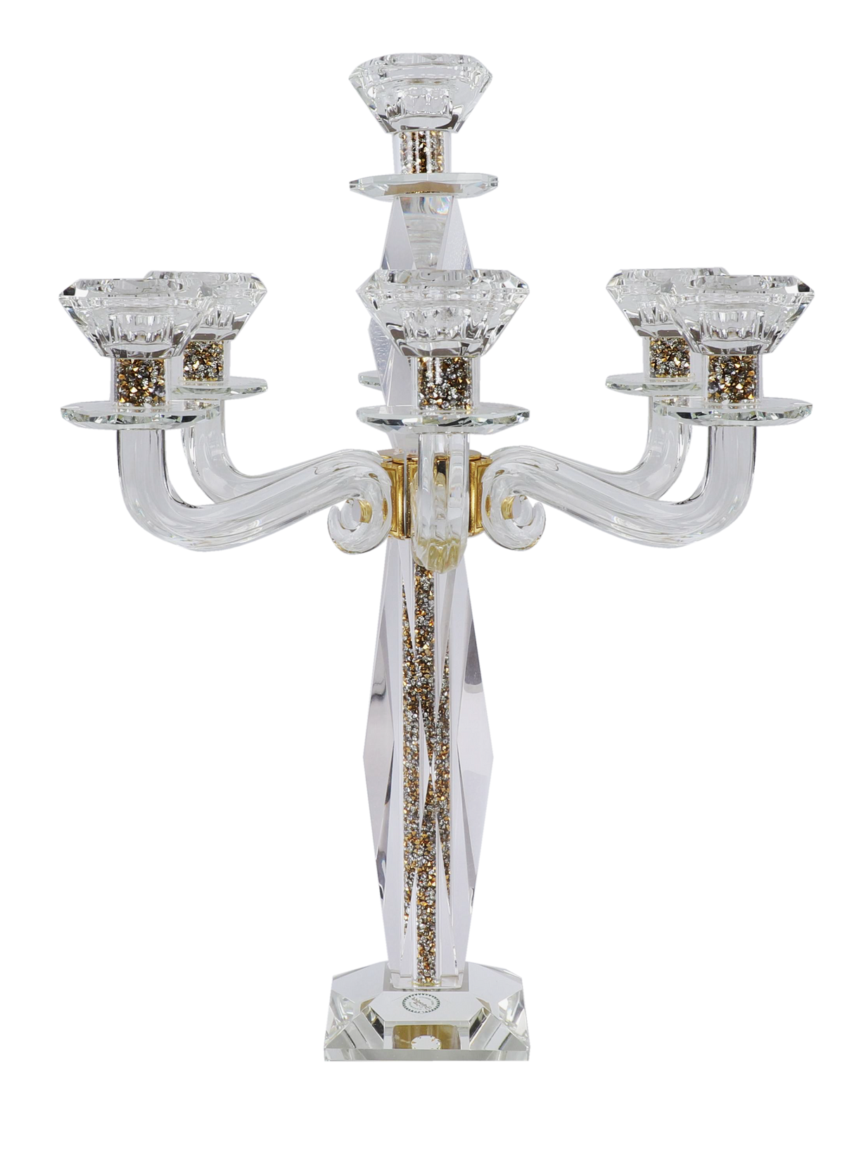 Crystal Candelabra Gold Filling 7 Branch 17.5"H - LEHADAR