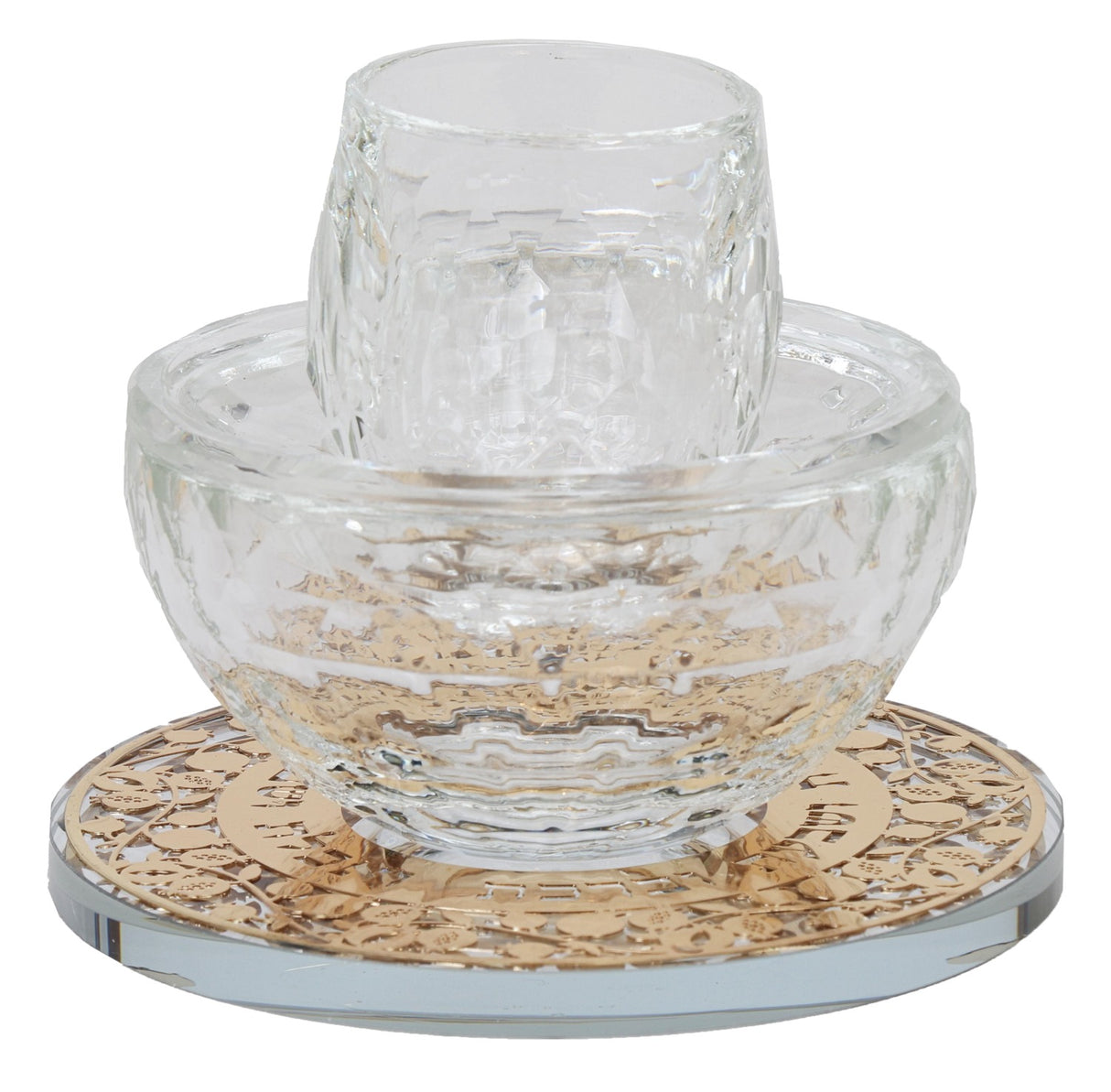 Mayim Achronim With Gold pomegranate Design 4"Hx4.5" - LEHADAR