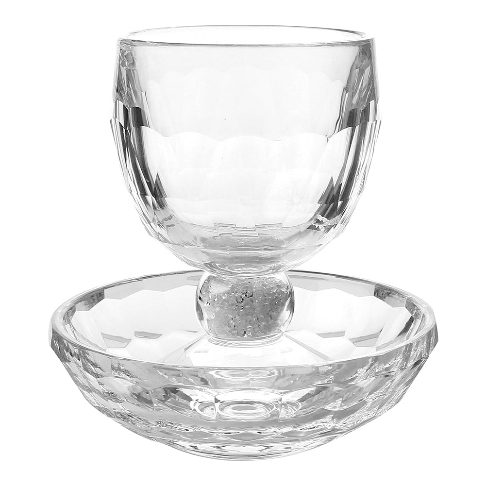 Kiddush Cup With Leg Broken Glass 4.5"` - LEHADAR