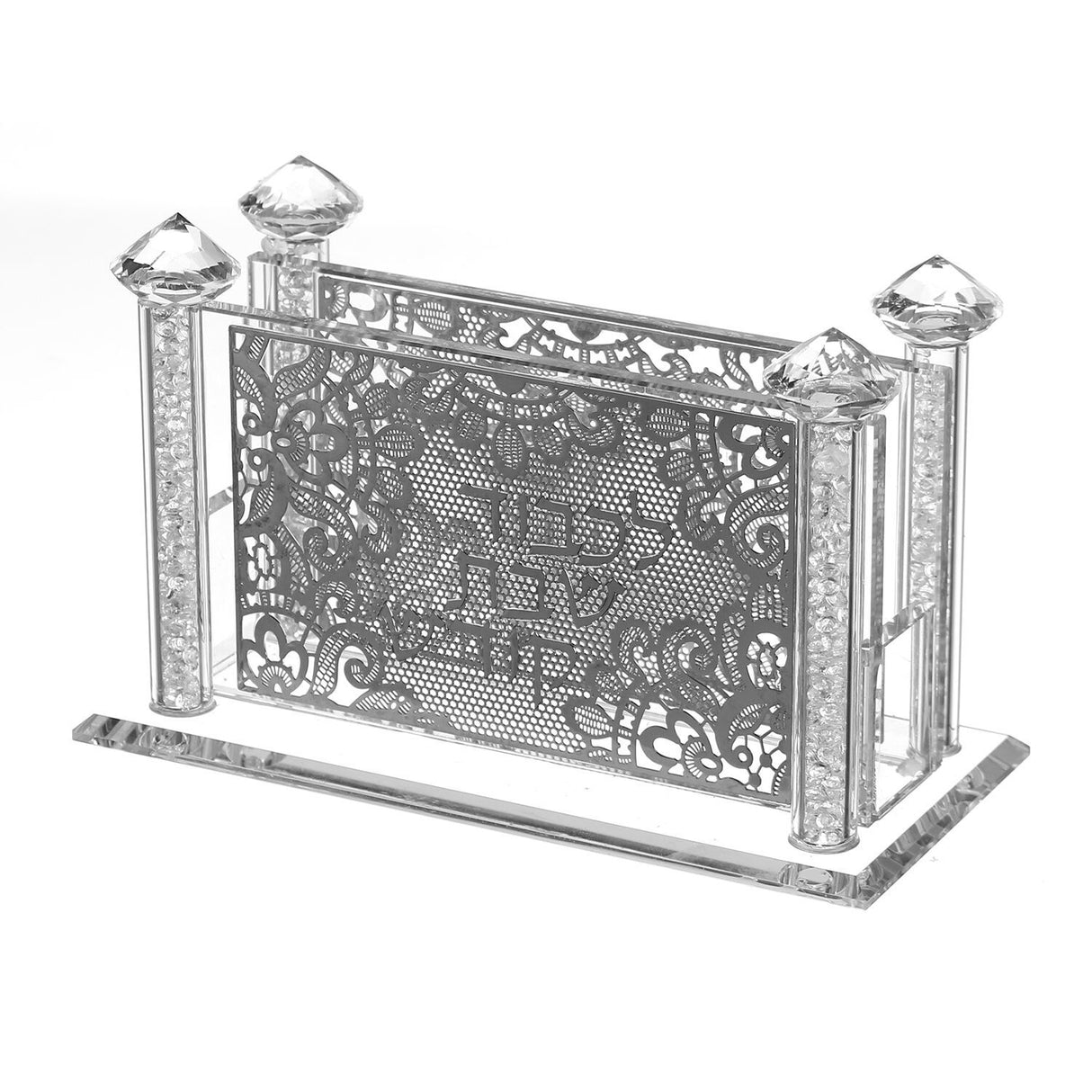 Crystal Match Box With Silver Praying 5.14x2.58x3.14" - LEHADAR