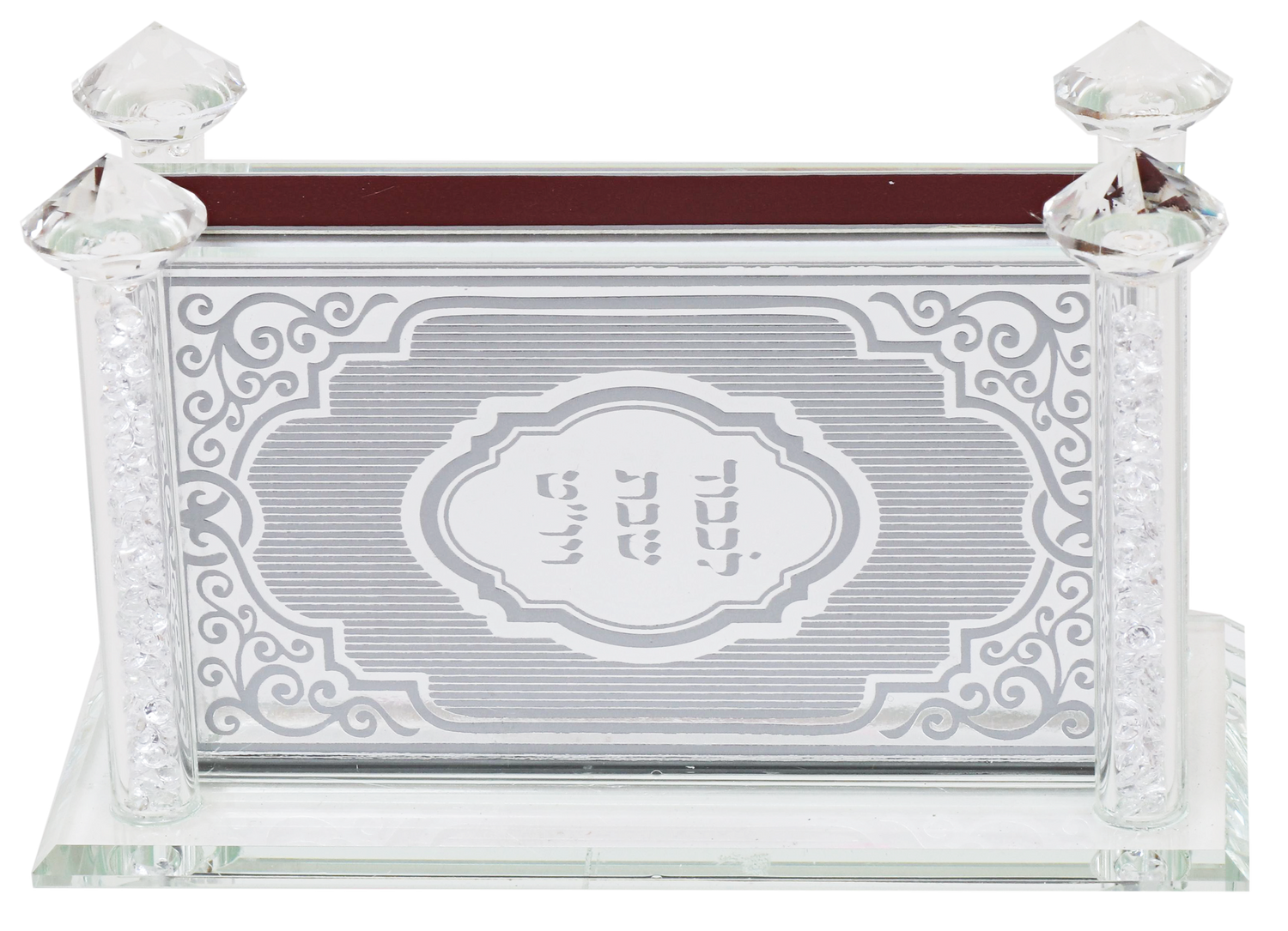 Crystal Match Box Holder With Poles broken Glass 5.14x2.58x3.14" - LEHADAR