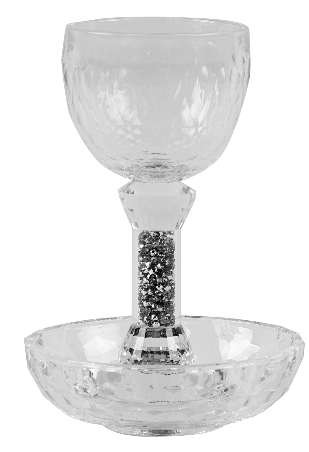 Crystal With Stones Kiddush Cup 6"H Tray 4.5"W - LEHADAR