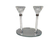 Crystal Candlesticks On Mirror Tray With Hadlakat Neroth - LEHADAR