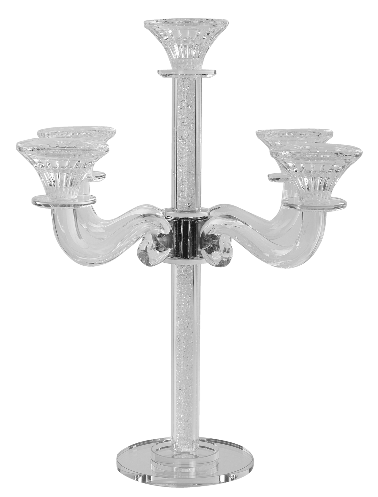 Candelabra 5 Light Silver Stones 15" - LEHADAR