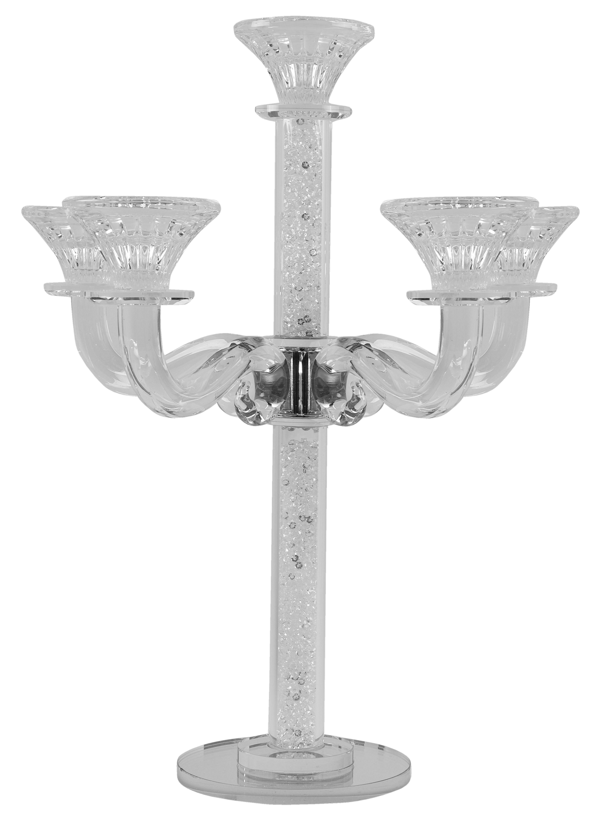Crystal Candelabra 5 With Light Silver Stones - LEHADAR
