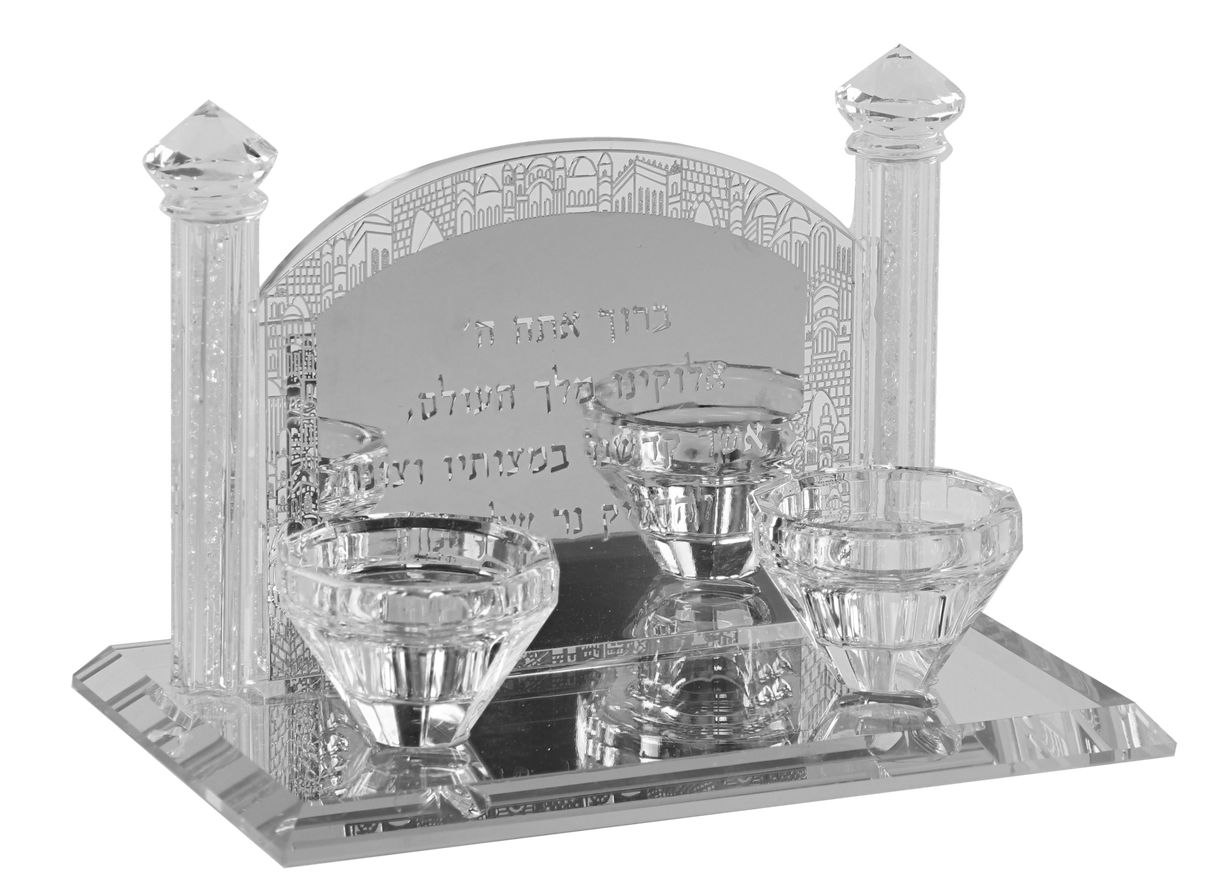 Candle Holder With Hadlakat Neroth 4.5"X 4.5"X 7" Long - LEHADAR