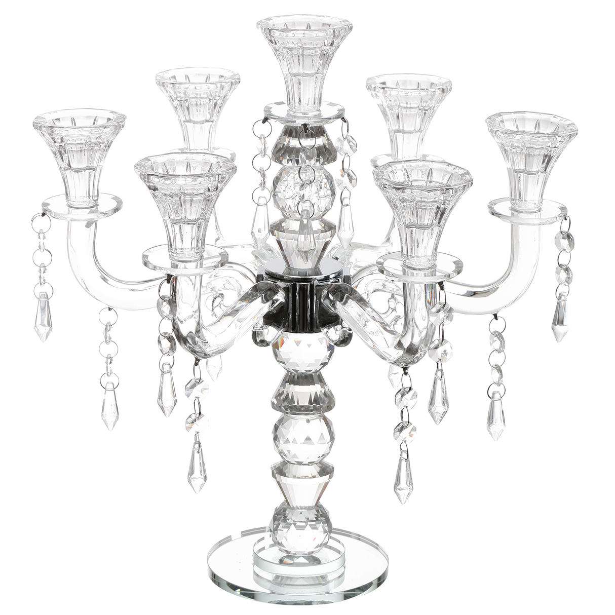 Crystal Candelabra with Hanging Crystals 7 Branches 14"H - LEHADAR