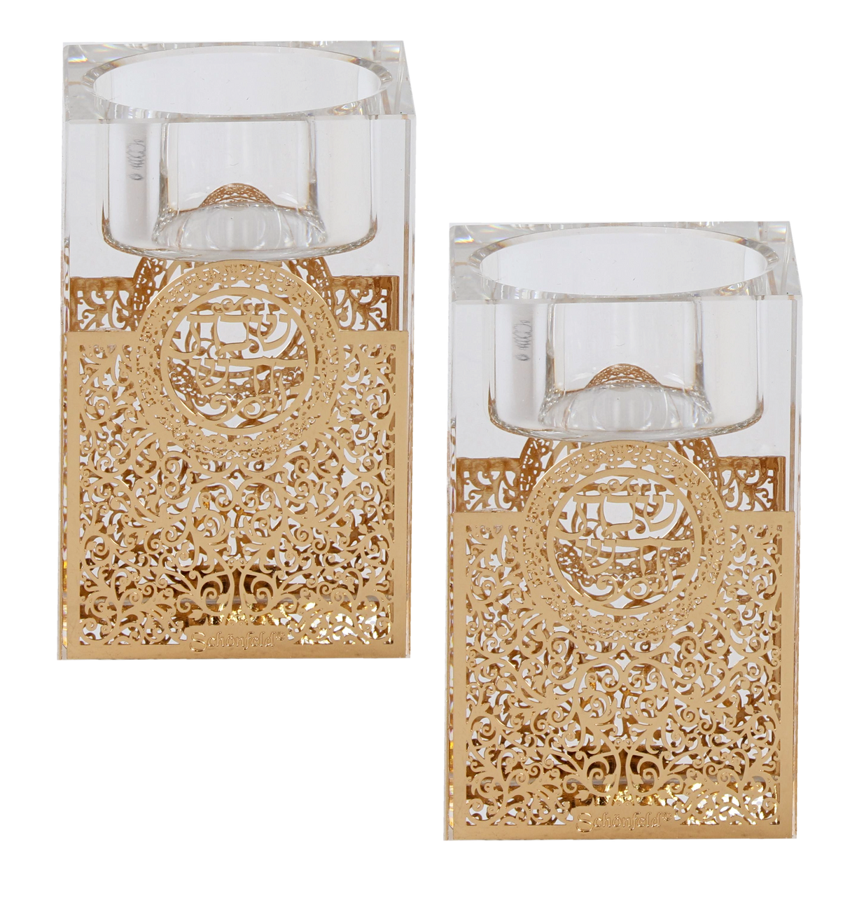 Tea Light Candle Holder With Gold Floral 3"X2" - LEHADAR