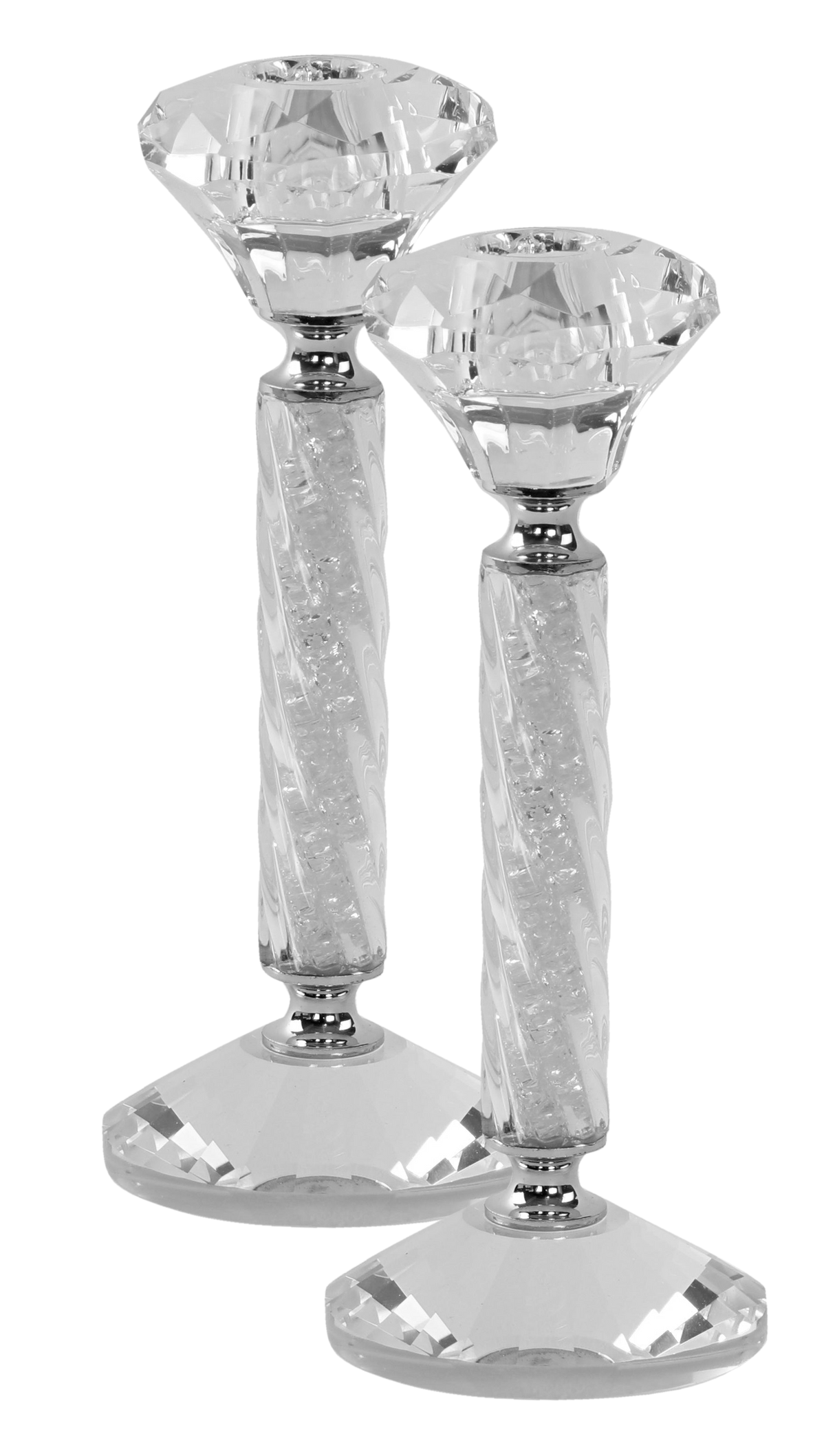 Candlesticks Crystal And Silver 7" - LEHADAR
