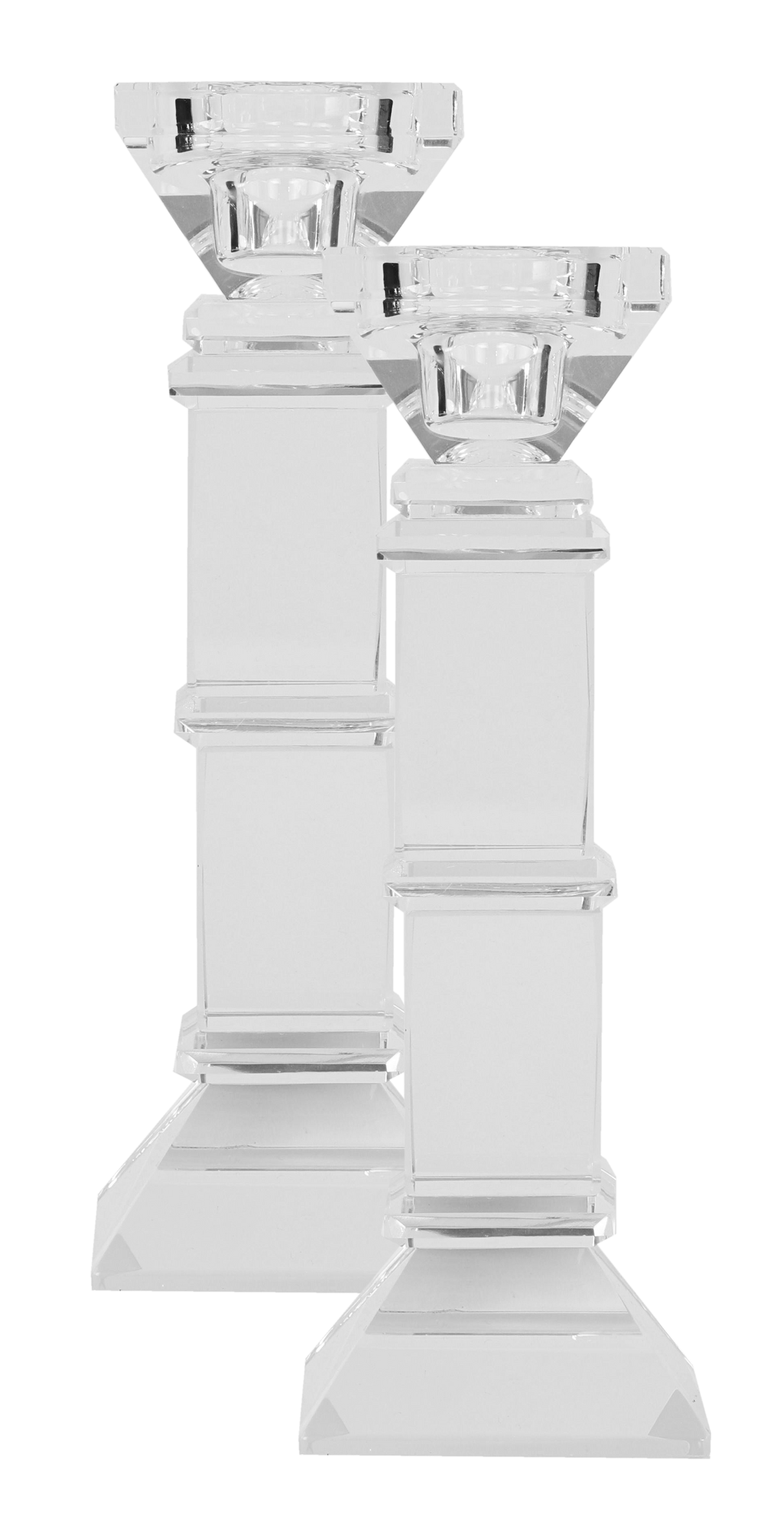 Crystal Candle sticks Set Of 2 7" - LEHADAR