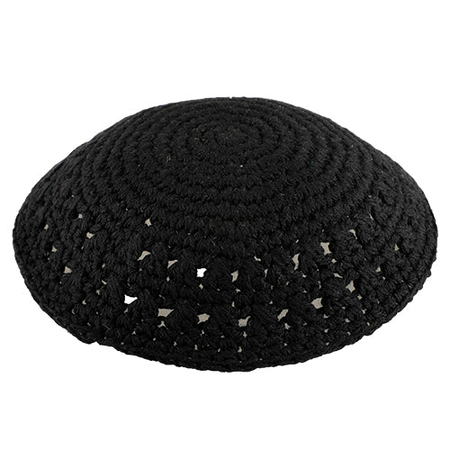Knitted Kippah 18cm- Black with Holes - LEHADAR
