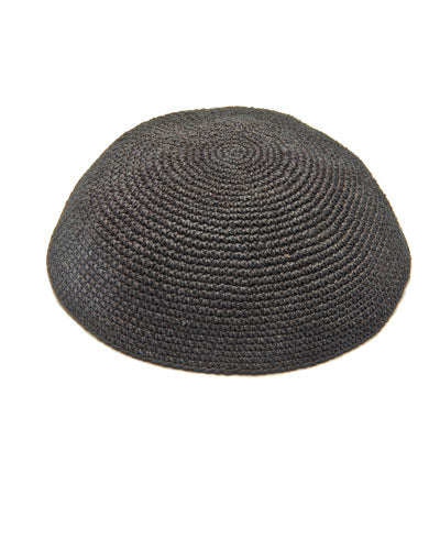Thick Black Kippah With Holes - 16 cm - LEHADAR