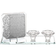 Crystal Candle Holder With Hadlakat Neroth Prayer - LEHADAR