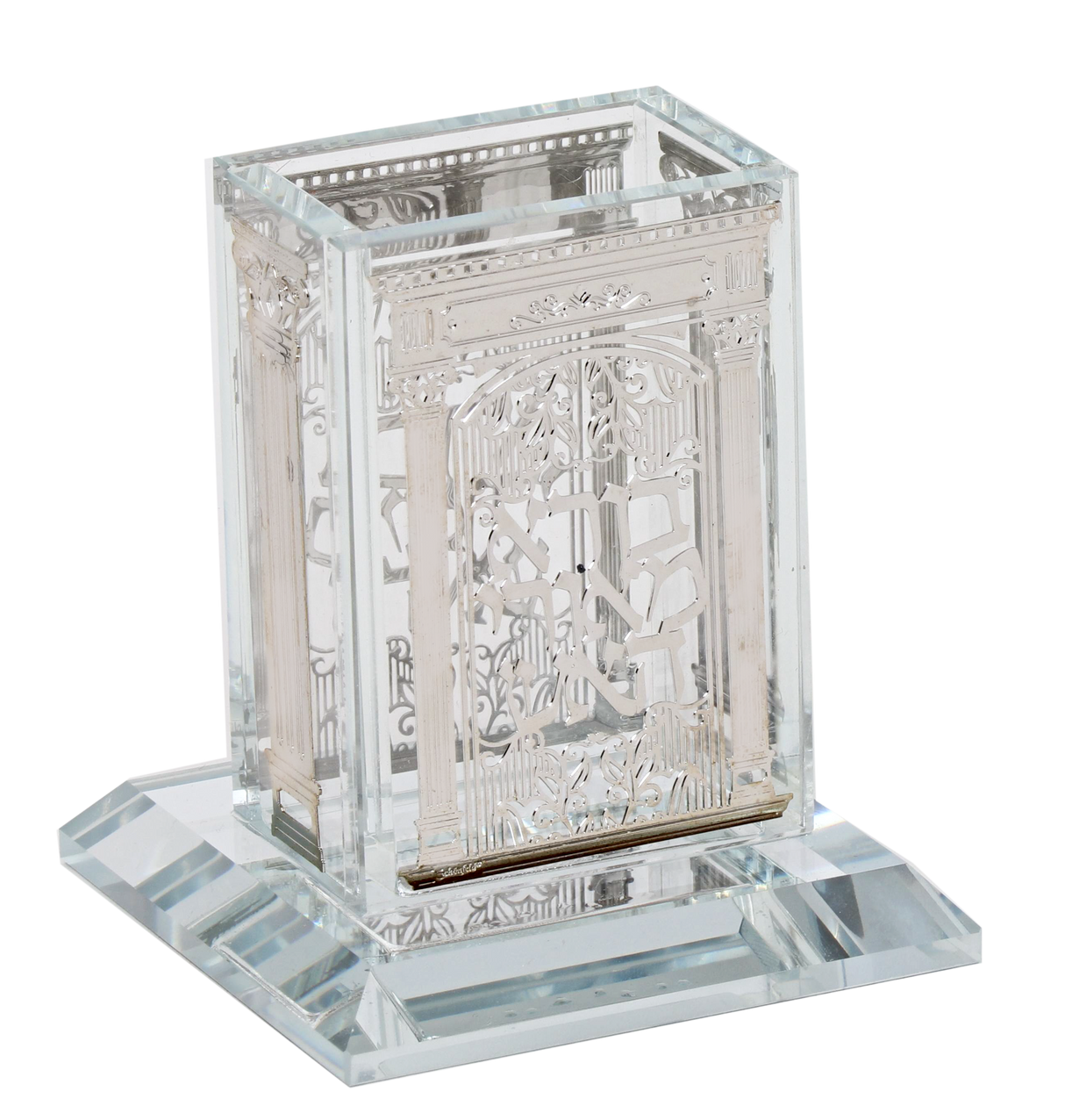 Crystal Havdalah Holder With Silver Plate - LEHADAR