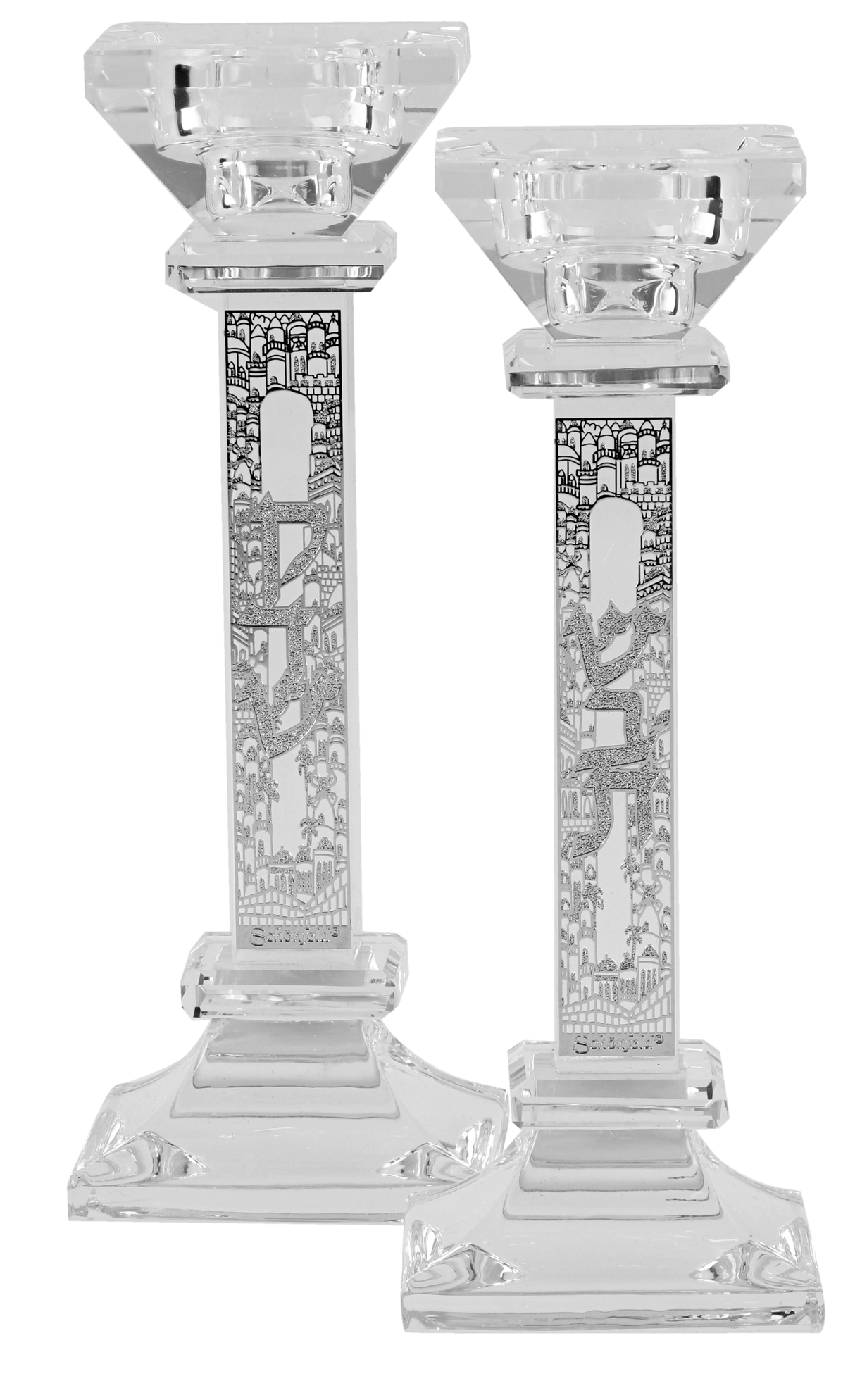 Crystal Candlestick With Plate 7"H - LEHADAR