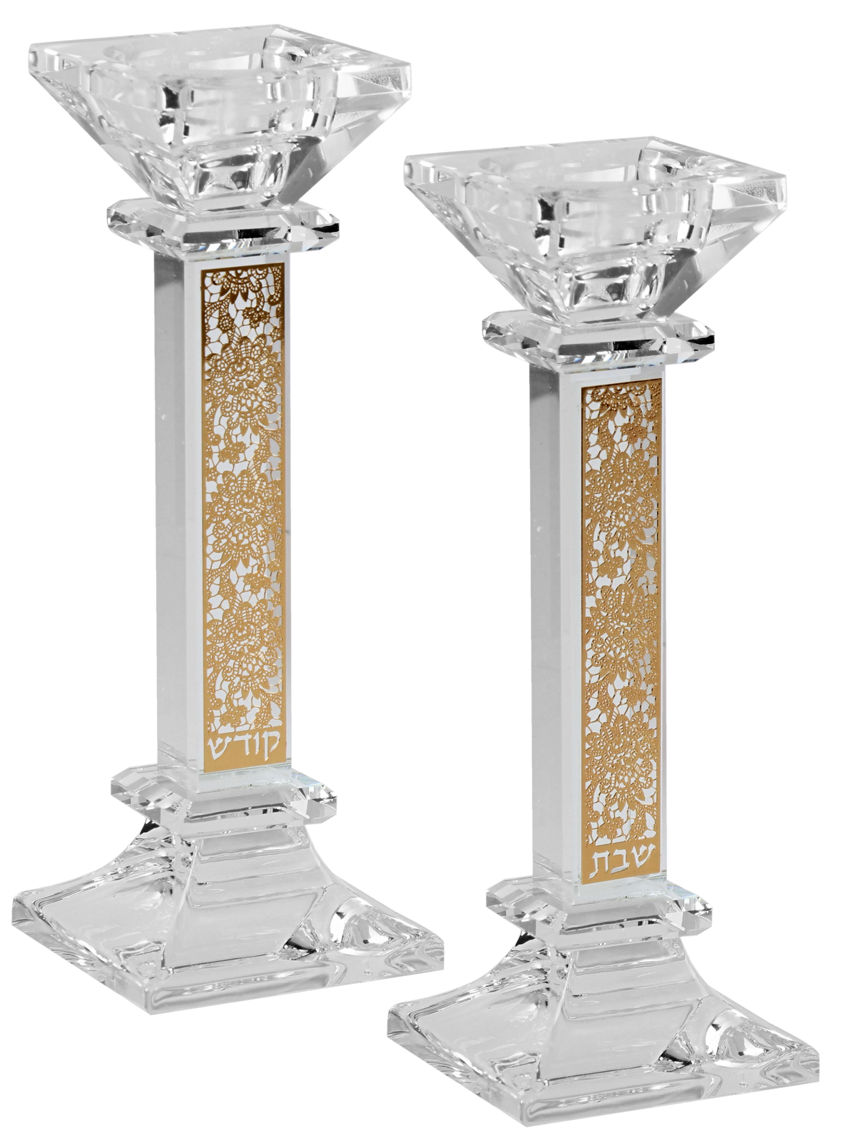 Candlesticks Gold Floral Set 7"X 1" - LEHADAR