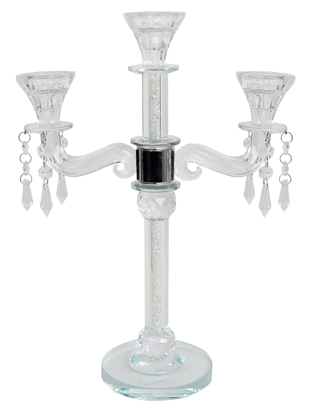 Crystal Candelabra With Broken Glass 3 Branch 15" - LEHADAR