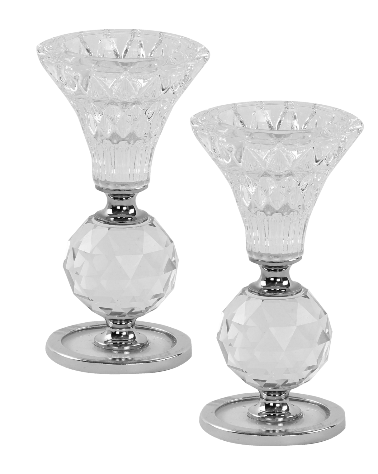 Candlesticks Crystal Silver 4.5" - LEHADAR