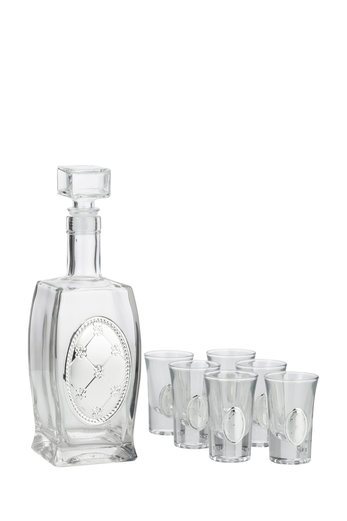 Liquor Set Bottle + 6 Cups Chess Silver - LEHADAR