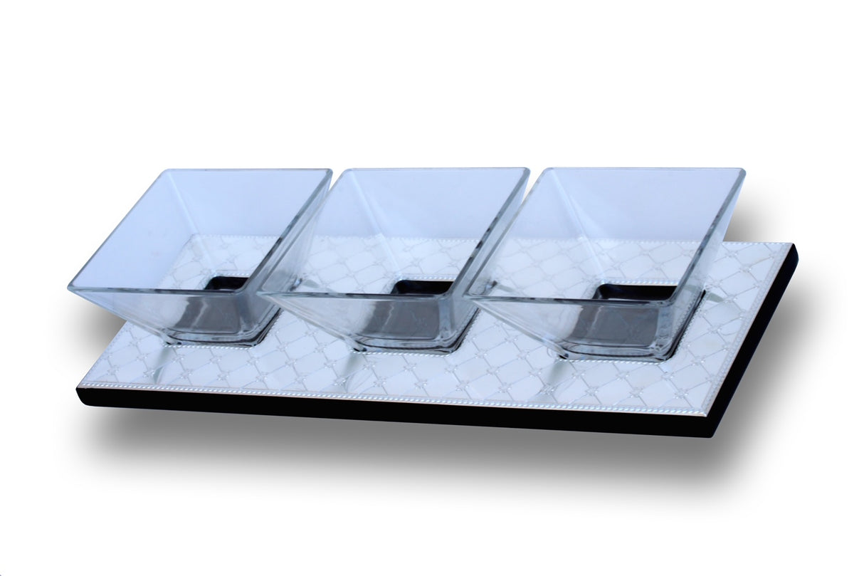 Mahogany and Silver 3 Section Dish - LEHADAR