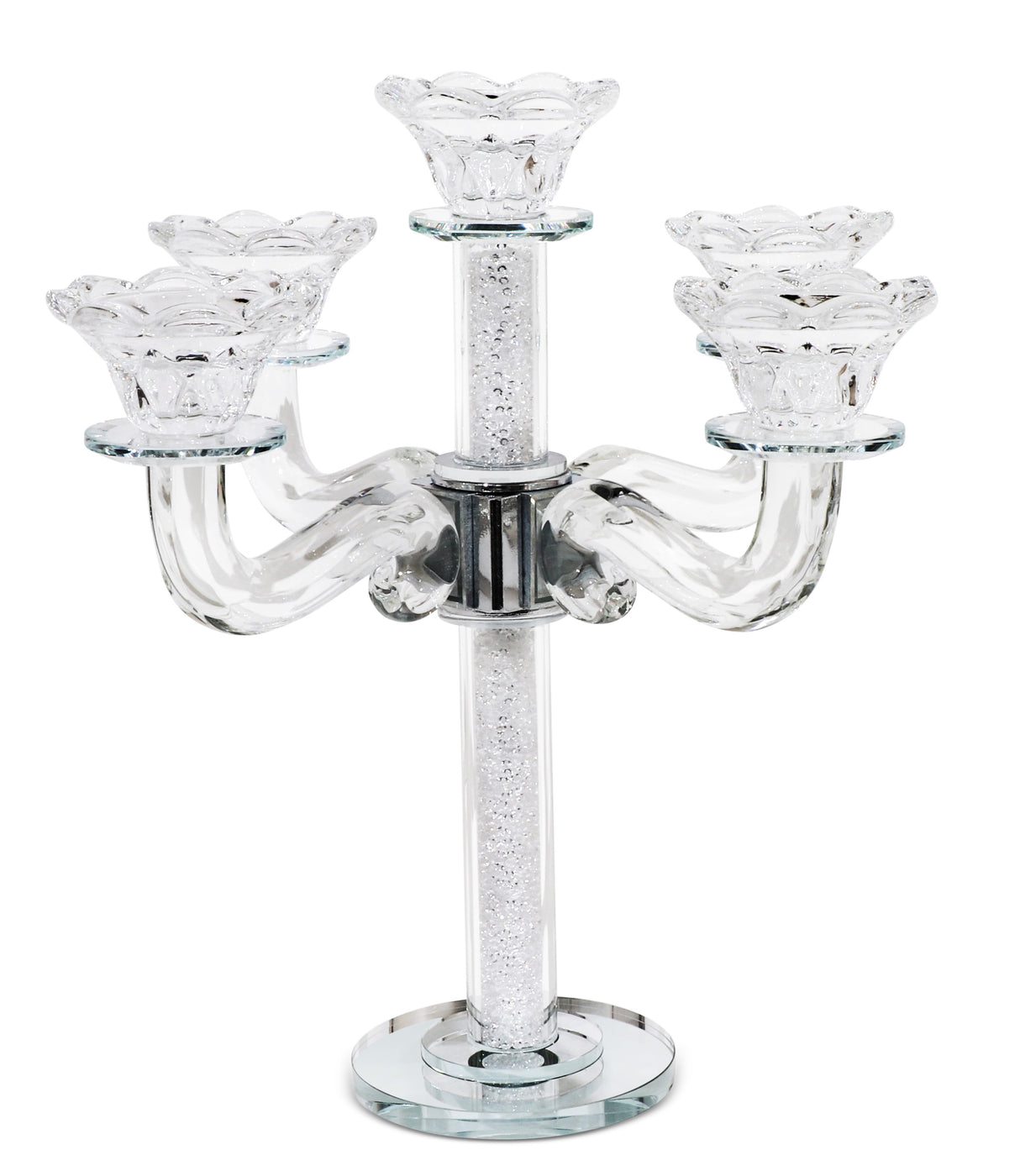 Crystal Candelabra 5 Branches Clear Filling 11" - LEHADAR