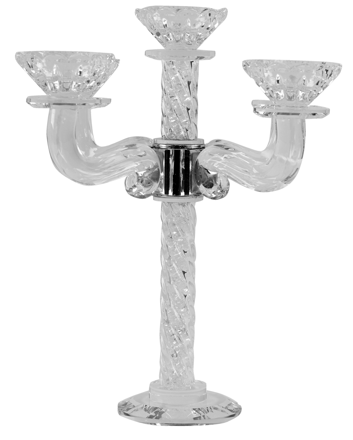 Crystal Candelabra 5 With Light Silver Stones 11"H - LEHADAR