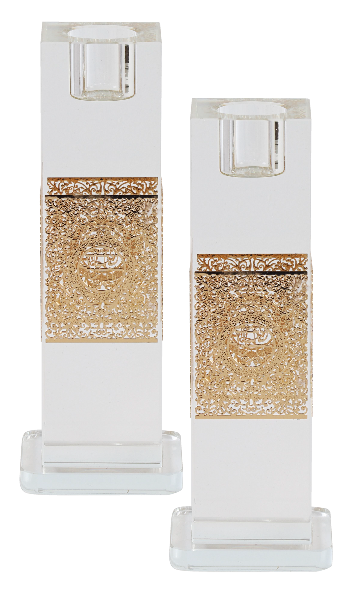 Gold Floral Candle Sticks Set 6"X 1.5" - LEHADAR