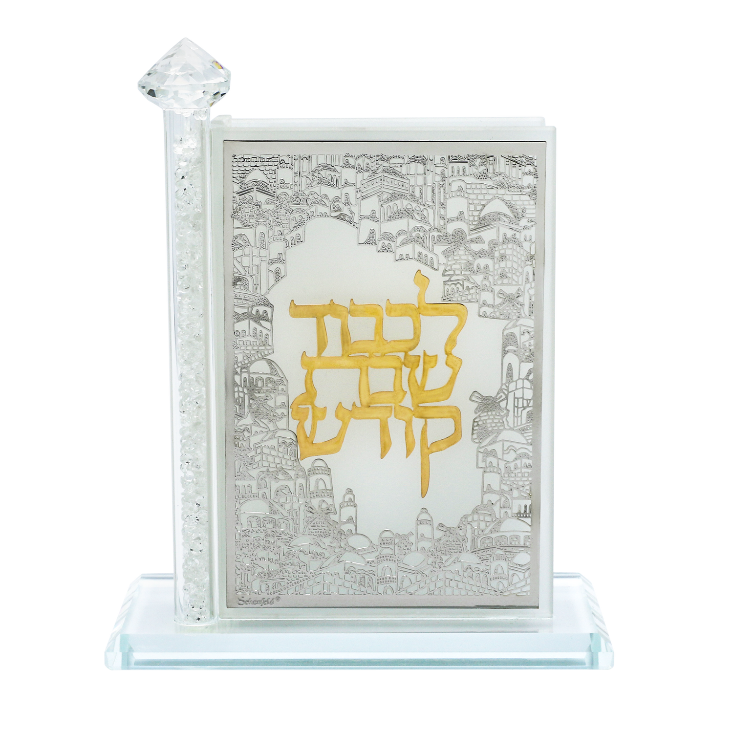 Crystal Match Box Standing Combined Gold and Silver plate - LEHADAR