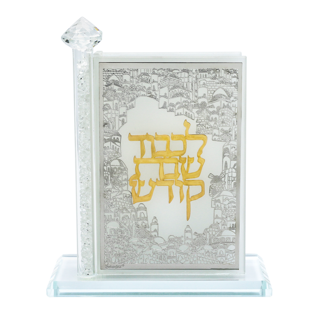 Crystal Match Box Standing Combined Gold and Silver plate - LEHADAR