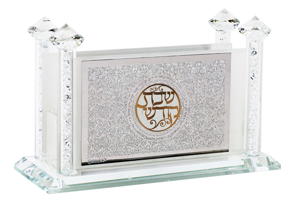 Crystal Match Box -With Silver & Gold Shabbat Plate - LEHADAR