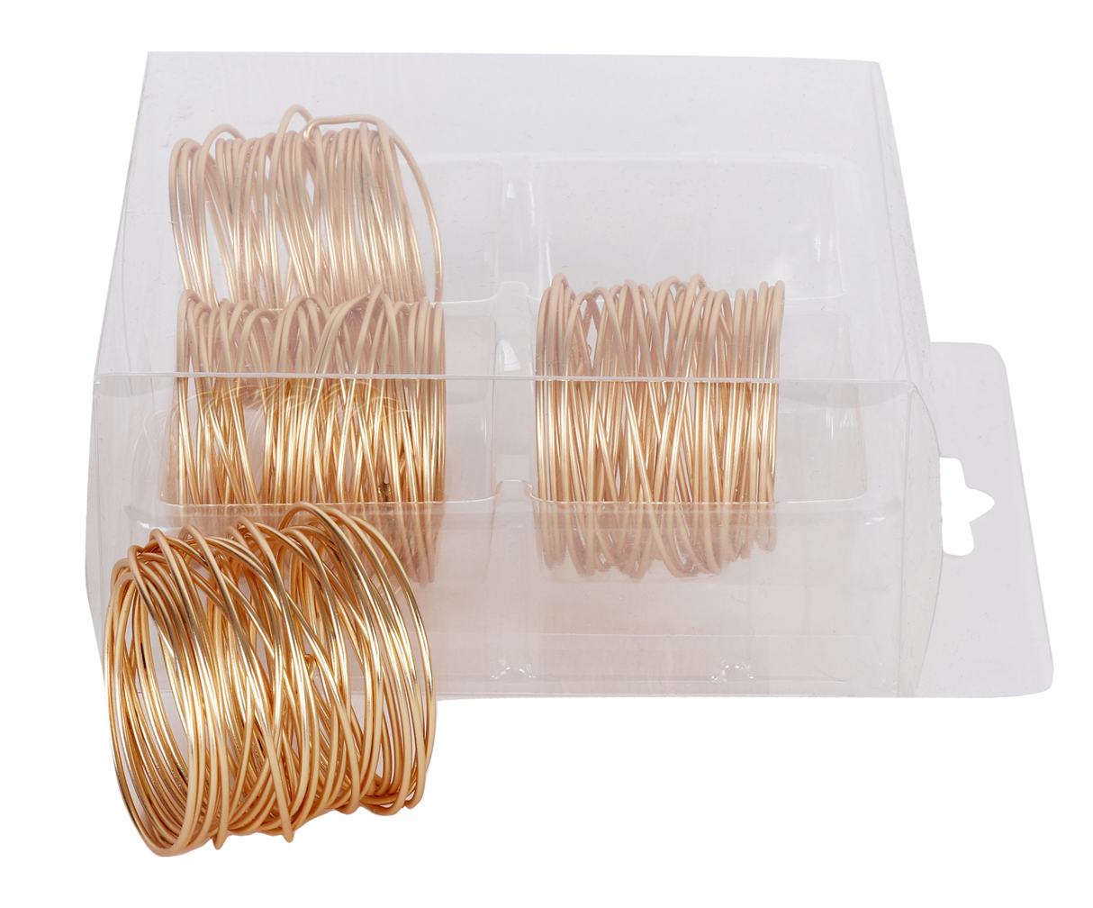 Gold Wired Napkin Ring set of 4/pvc box, - LEHADAR
