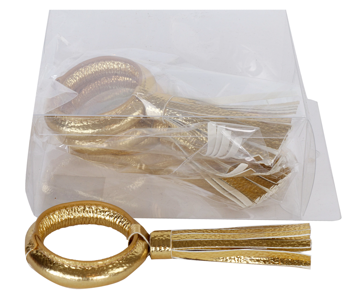 Gold Tassel Napkin Ring set of 4/pvc box, - LEHADAR