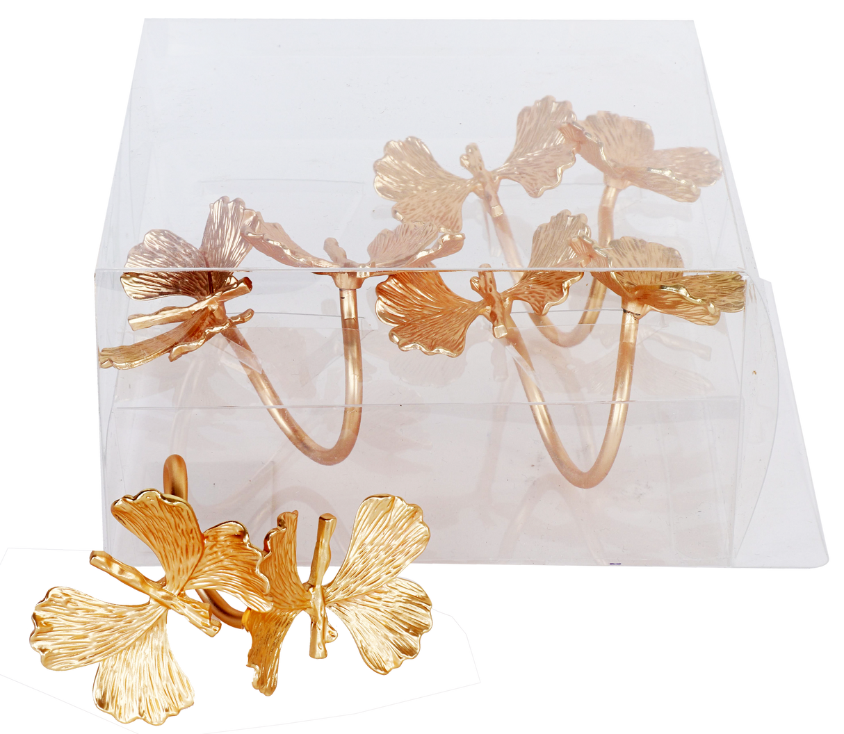 Gold Butterflies Napkin Ring set of 4/pvc box, - LEHADAR