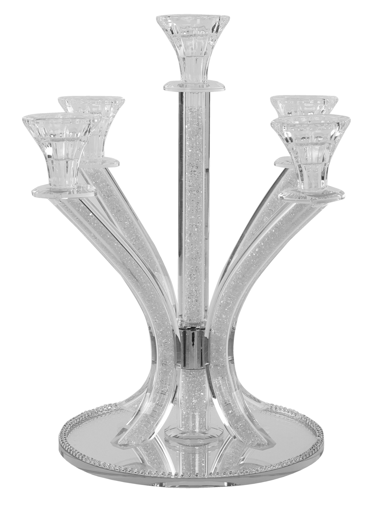 Candelabra 5 Light Silver Stones 14" - LEHADAR