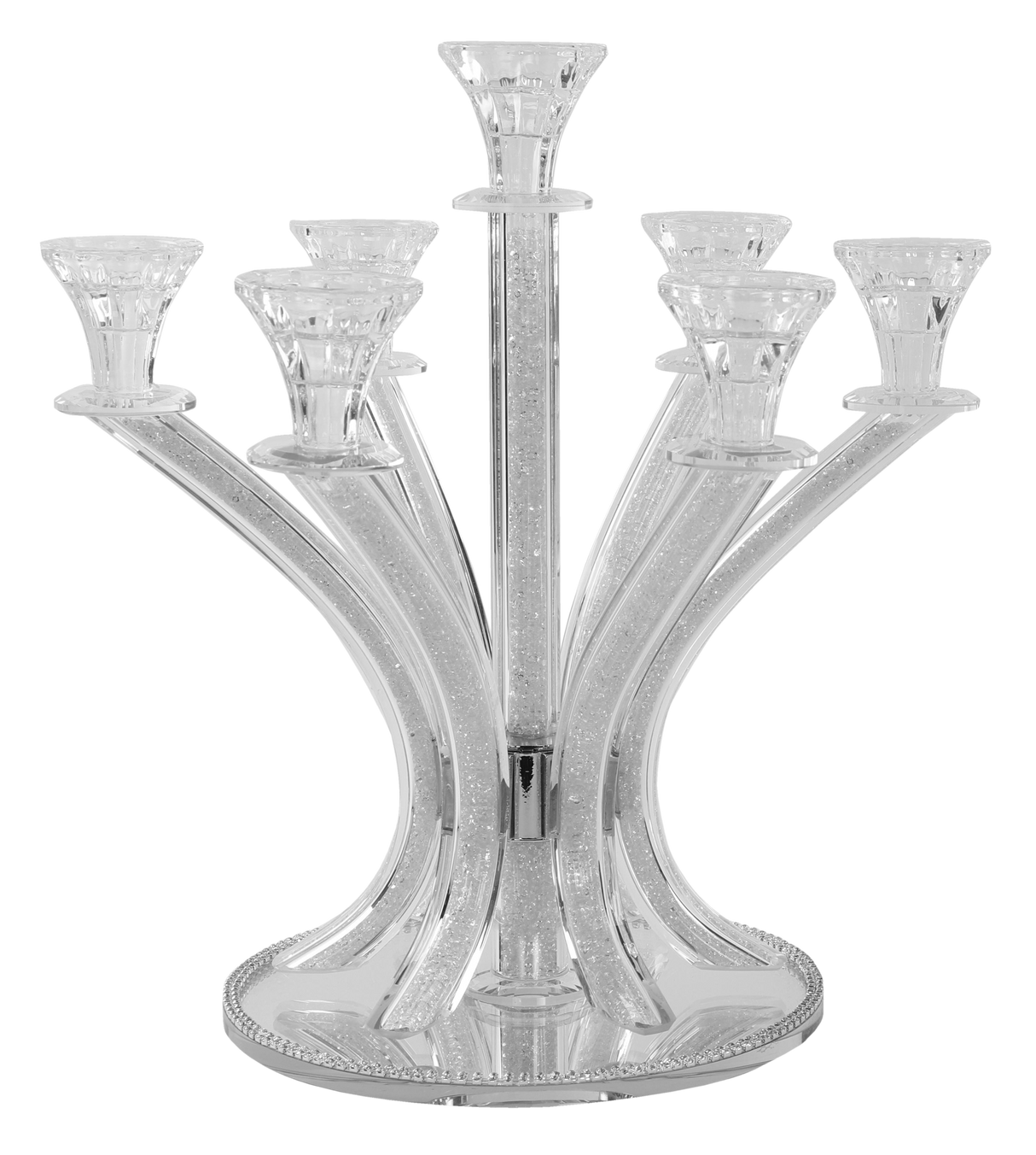 Candelabra 7 Light Silver Stones 14" - LEHADAR