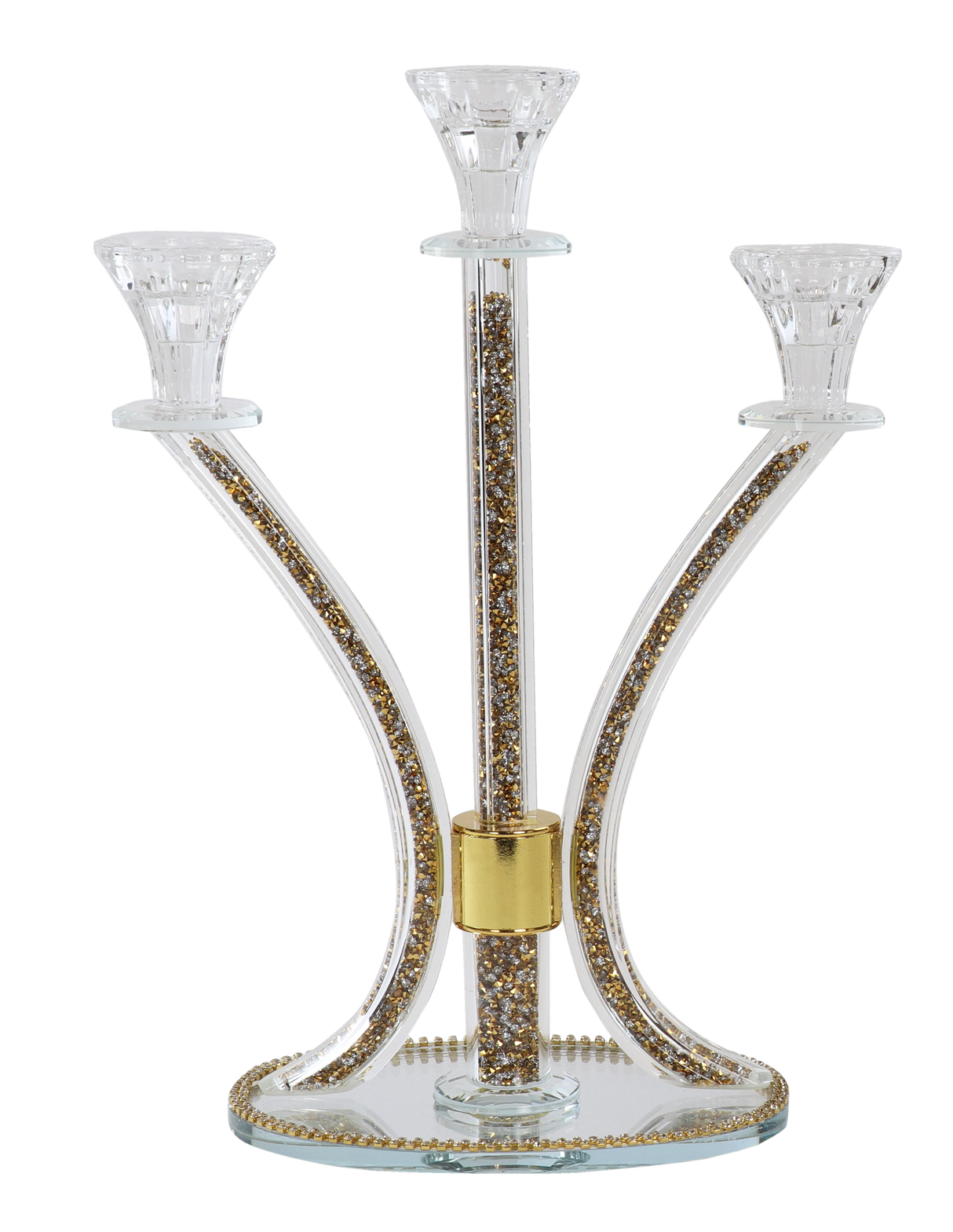 Candelabra 3 Gold-Silver Stones 14" - LEHADAR