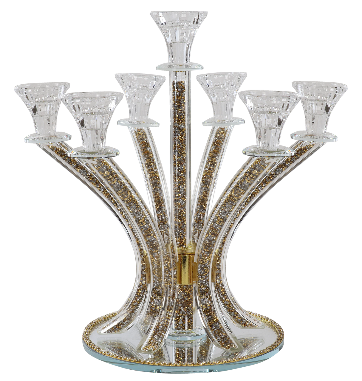 Candelabra 7 Gold-Silver Stones 14" - LEHADAR