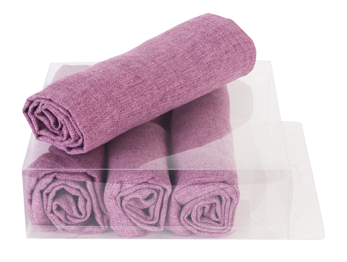 Purplish Maroon Napkin set of 4/pvc box, - LEHADAR