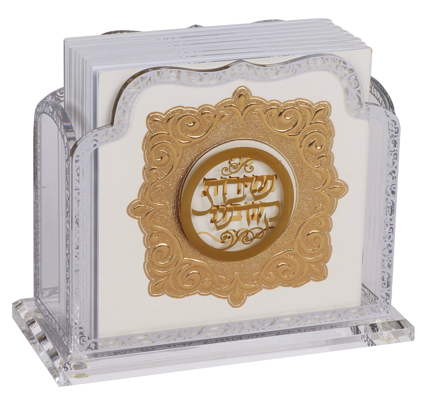 Acrylic Zemiros Holder / Royal Design 6.5X5X3" with 6 Zemiroth - LEHADAR