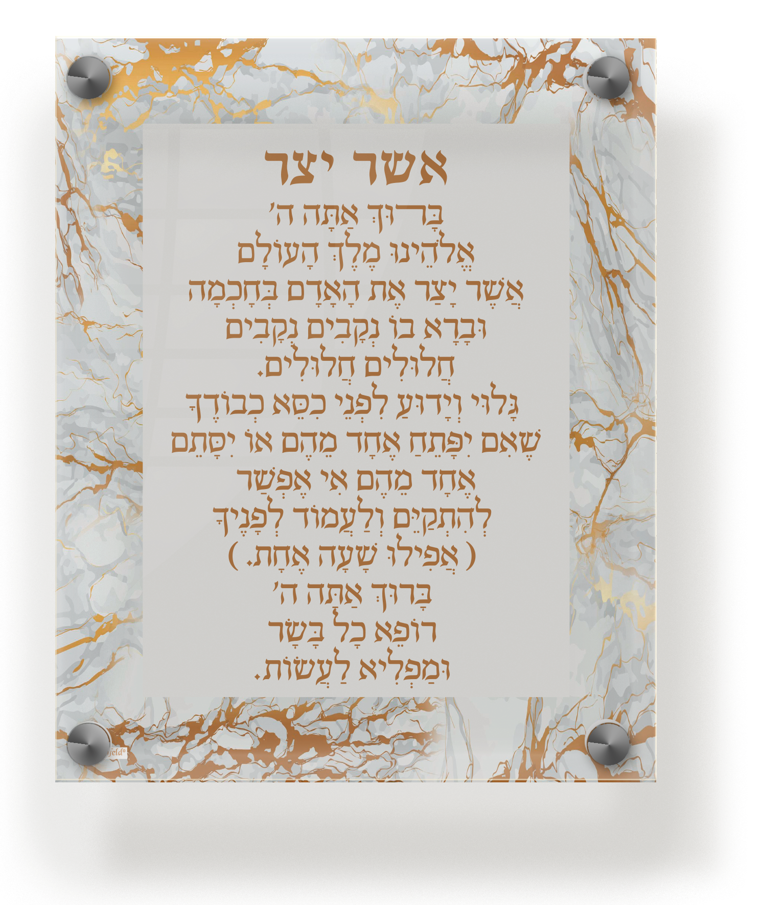 Acrylic Asher Yatzar Wall Frame Ashkenaz 9.5x11.5" - LEHADAR
