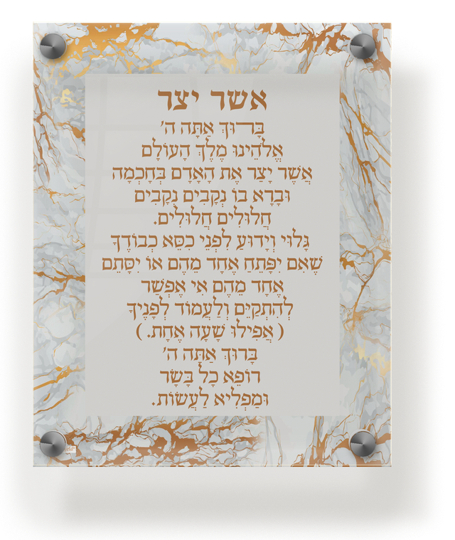 Acrylic Asher Yatzar Wall Frame Ashkenaz 9.5x11.5" - LEHADAR