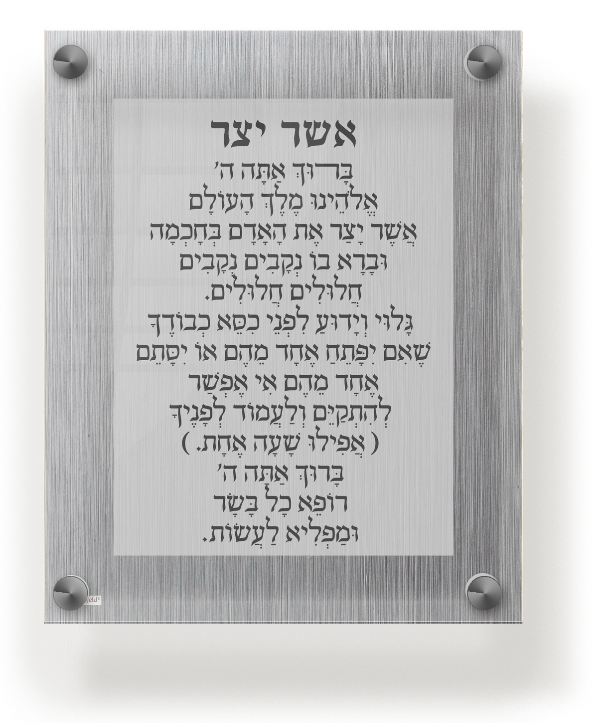 Acrylic Asher Yatzar Wall Frame Ashkenaz 9.5x11.5" - LEHADAR