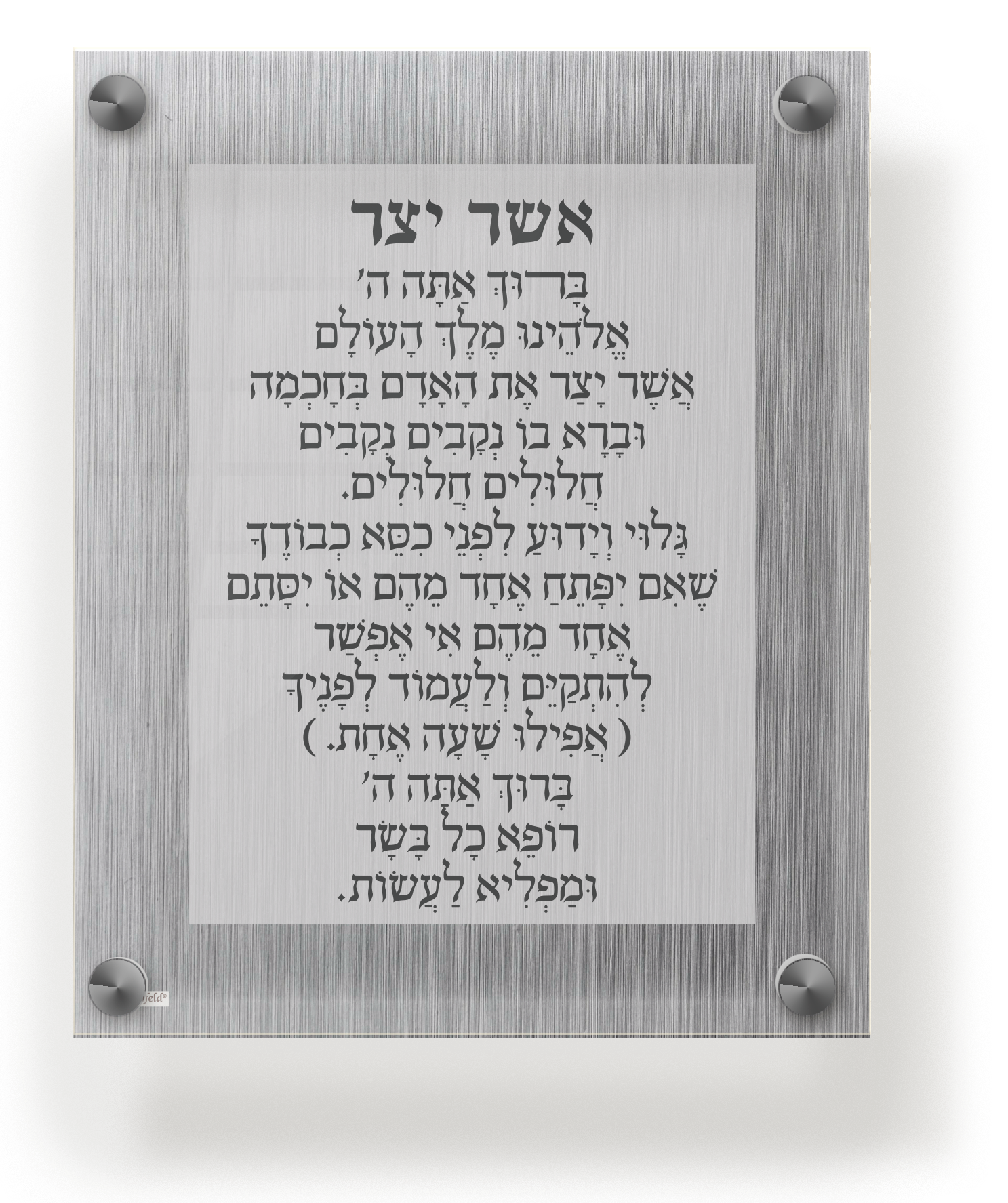 Acrylic Asher Yatzar Wall Frame Ashkenaz 9.5x11.5" - LEHADAR