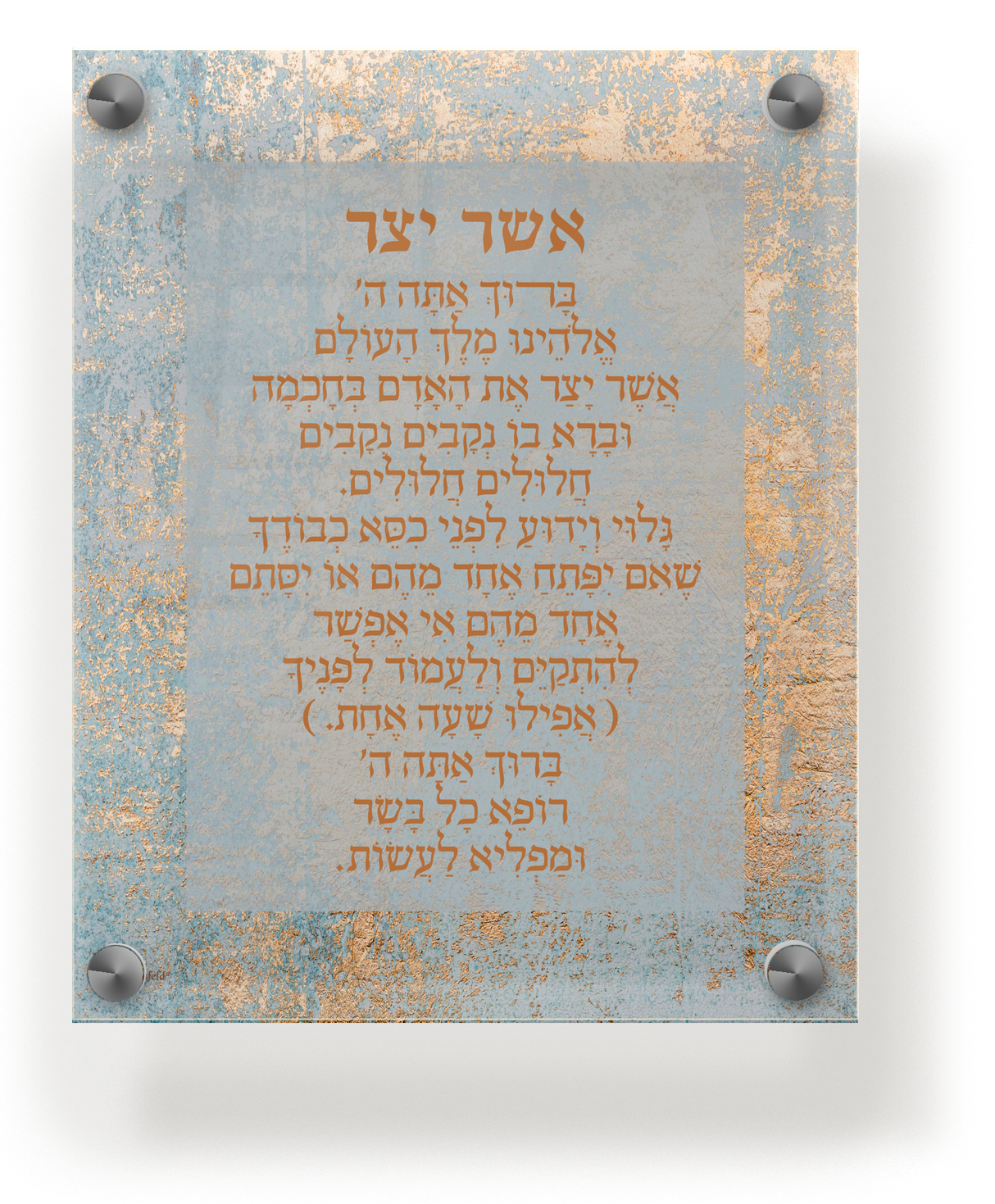 Acrylic Asher Yatzar Wall Frame Ashkenaz 9.5x11.5" - LEHADAR